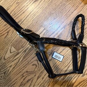 Bridleberry Leather Horse Halter with Braided Details